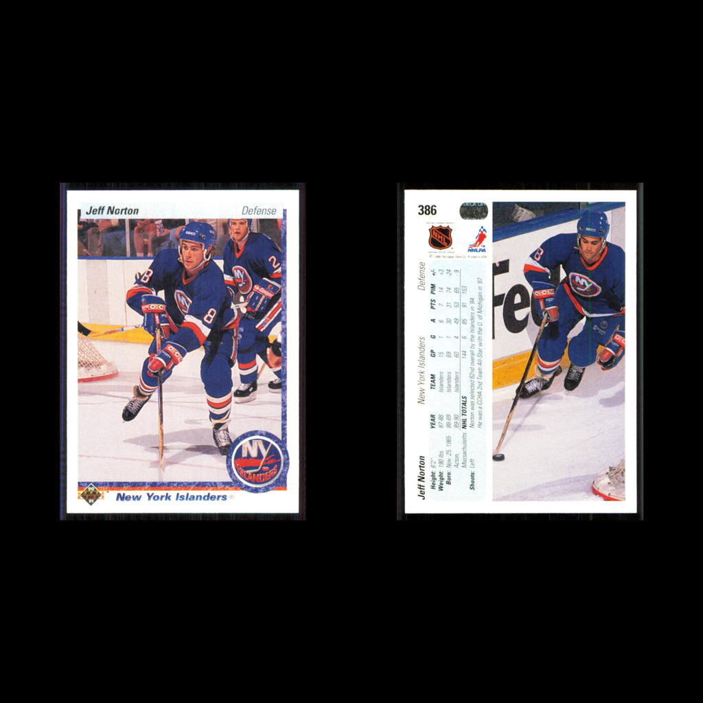 Jeff Norton #386 1990 Upper Deck New York Islanders Hockey Card NHL NM