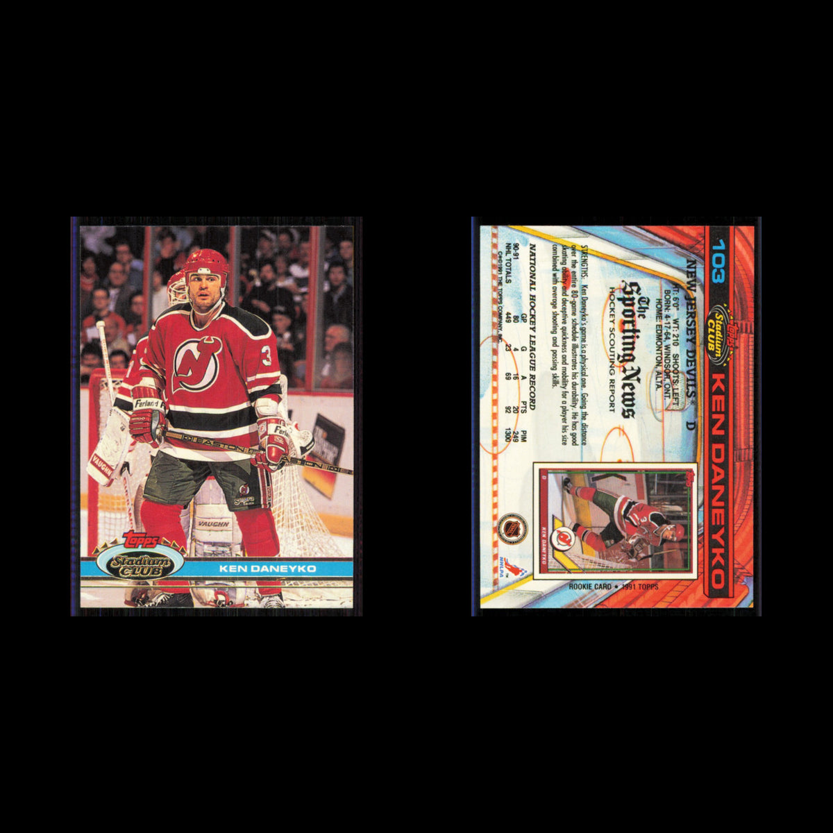 Ken Daneyko #103 1991 Topps Stadium Club New Jersey Devils Hockey Card NHL NM