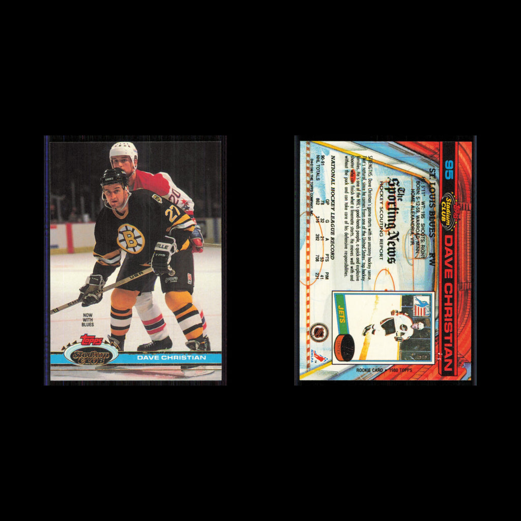Dave Christian #95 1991 Topps Stadium Club St. Louis Blues Hockey Card NHL NM