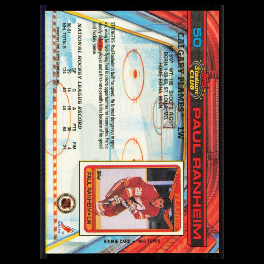 Paul Ranheim #50 1991 Topps Stadium Club Calgary Flames Hockey Card NHL NM