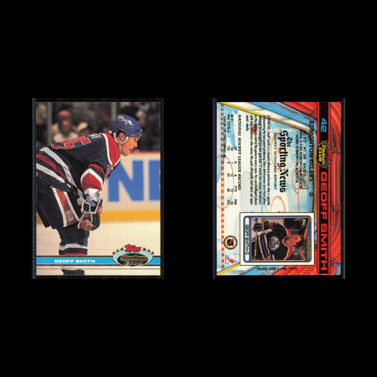 Geoff Smith #42 1991 Topps Stadium Club Edmonton Oilers Hockey Card NHL NM