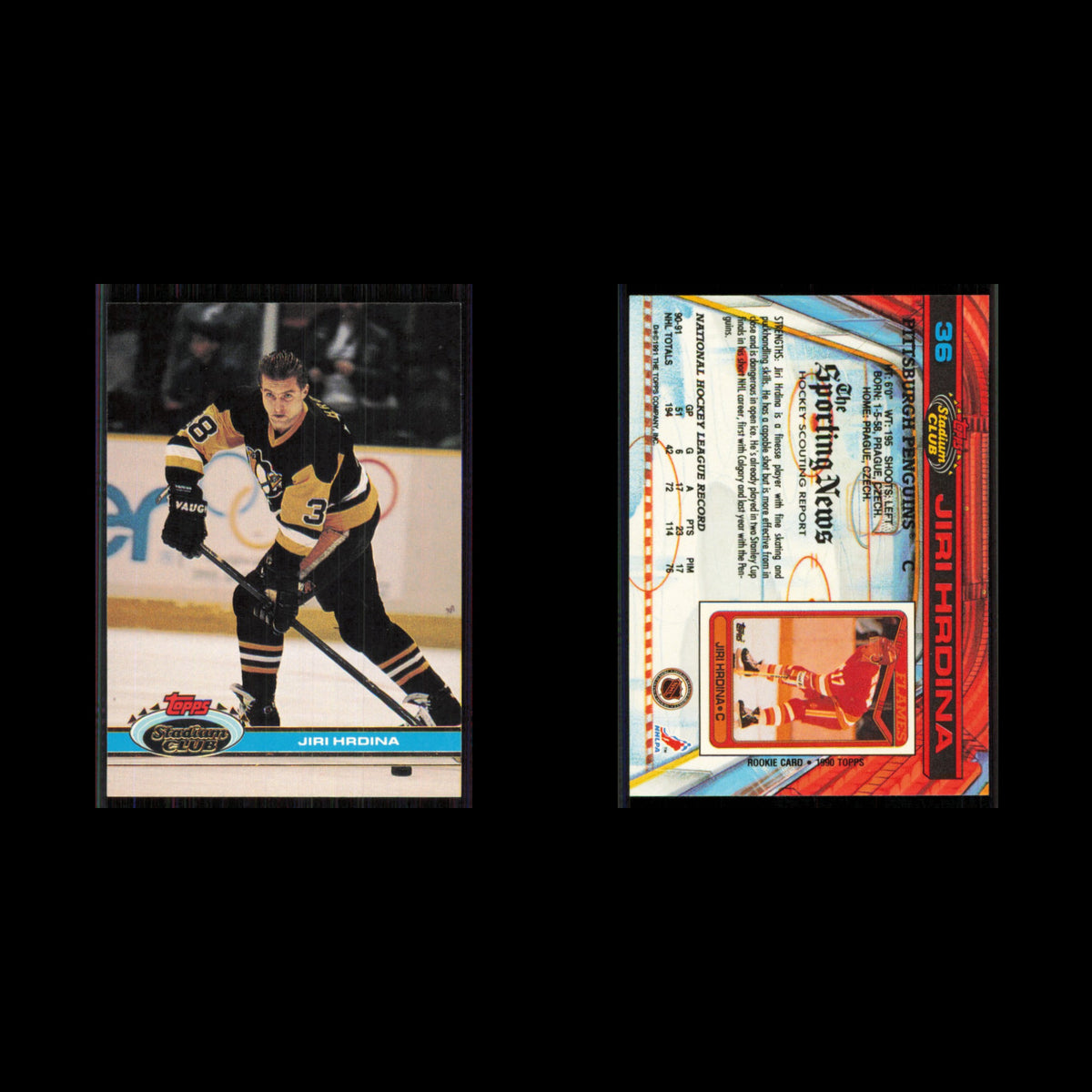 Jiri Hrdina #36 1991 Topps Stadium Club Pittsburgh Penguins Hockey Card NHL NM