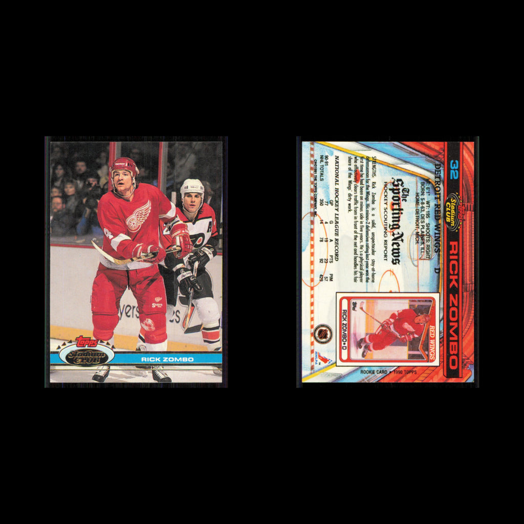 Rick Zombo #32 1991 Topps Stadium Club Detroit Red Wings Hockey Card NHL NM