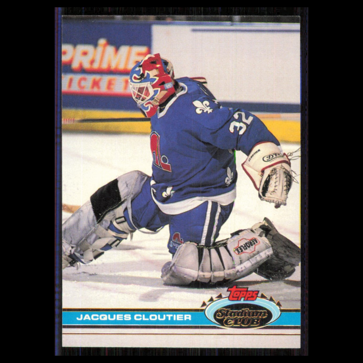 Jacques Cloutier #166 1991 Topps Stadium Club Quebec Nordiques Hockey Card NHL