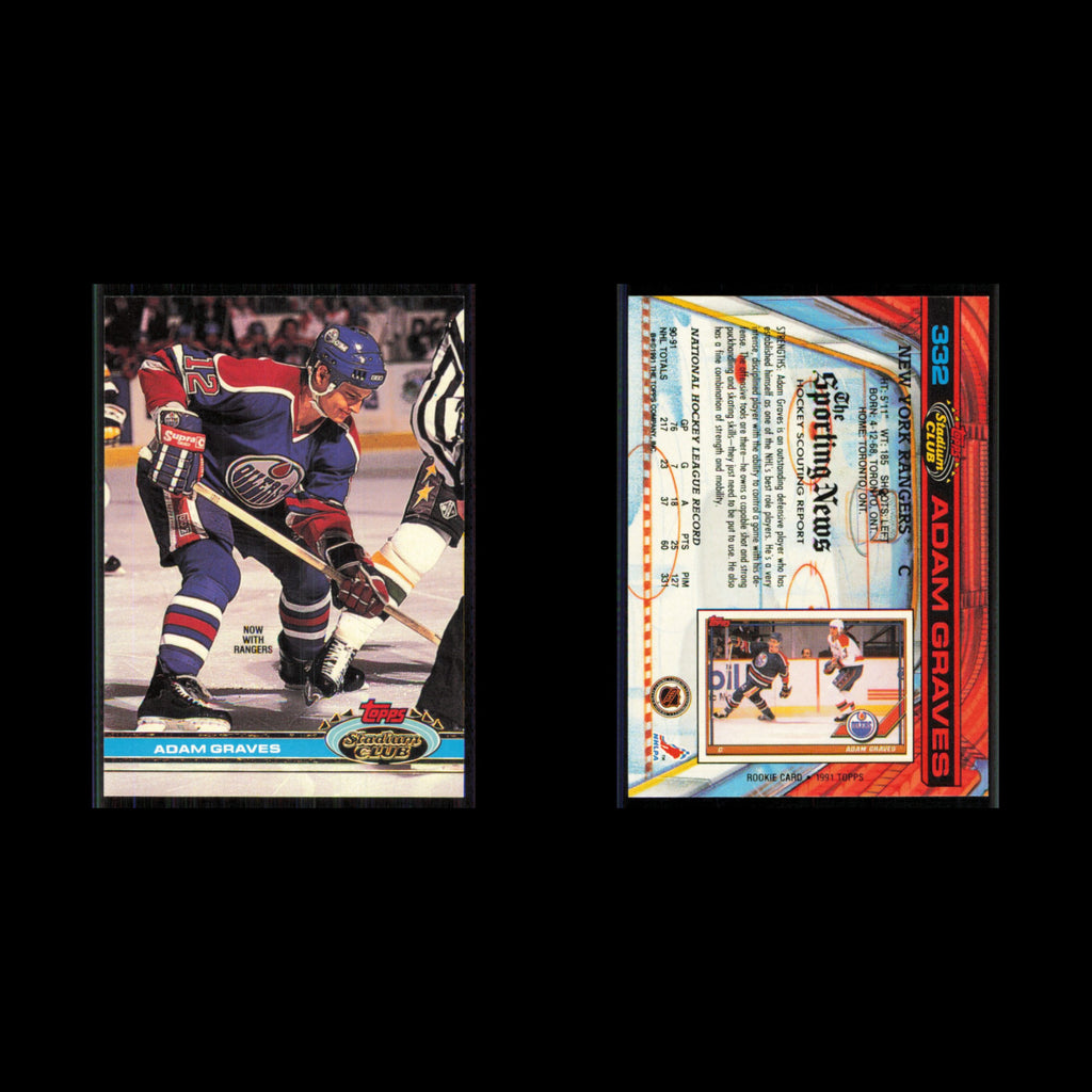 Adam Graves #332 1991 Topps Stadium Club New York Rangers Hockey Card NHL NM