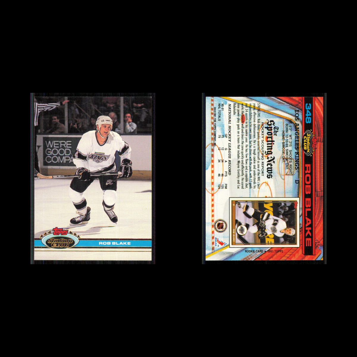 Rob Blake #348 1991 Topps Stadium Club Los Angeles Kings Hockey Card NHL NM
