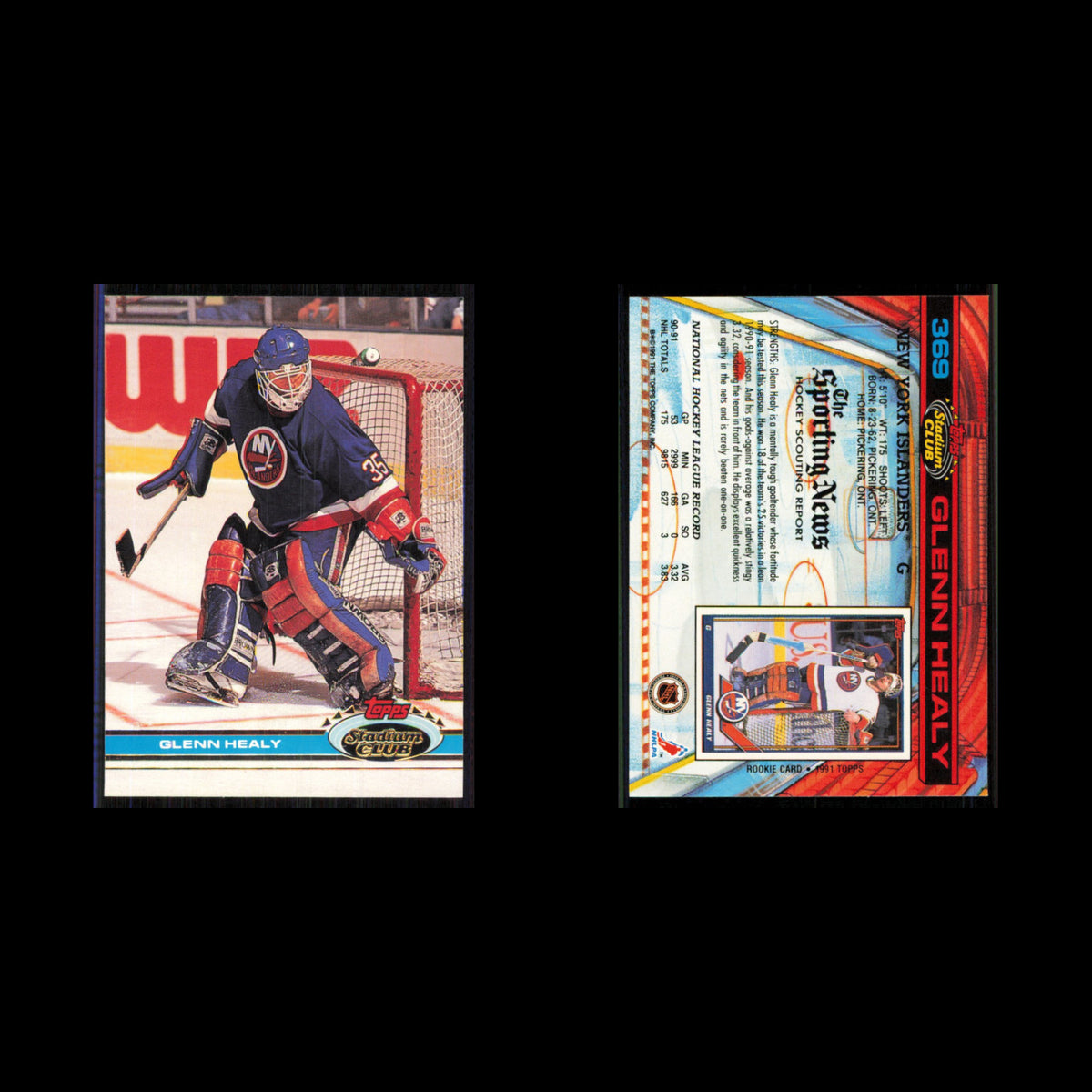 Glenn Healy #369 1991 Topps Stadium Club New York Islanders Hockey Card NHL NM