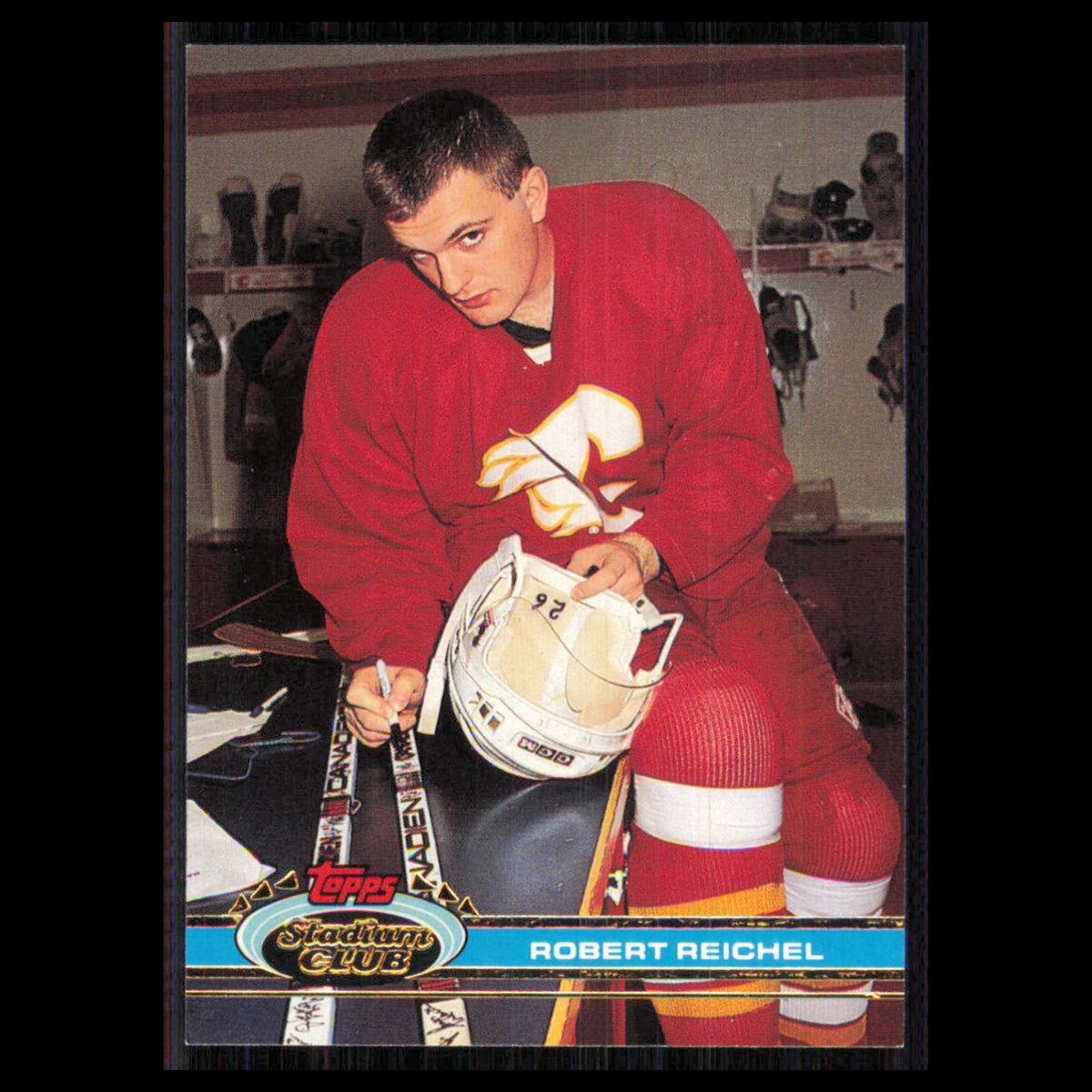 Robert Reichel #393 1991 Topps Stadium Club Calgary Flames Hockey Card NHL NM