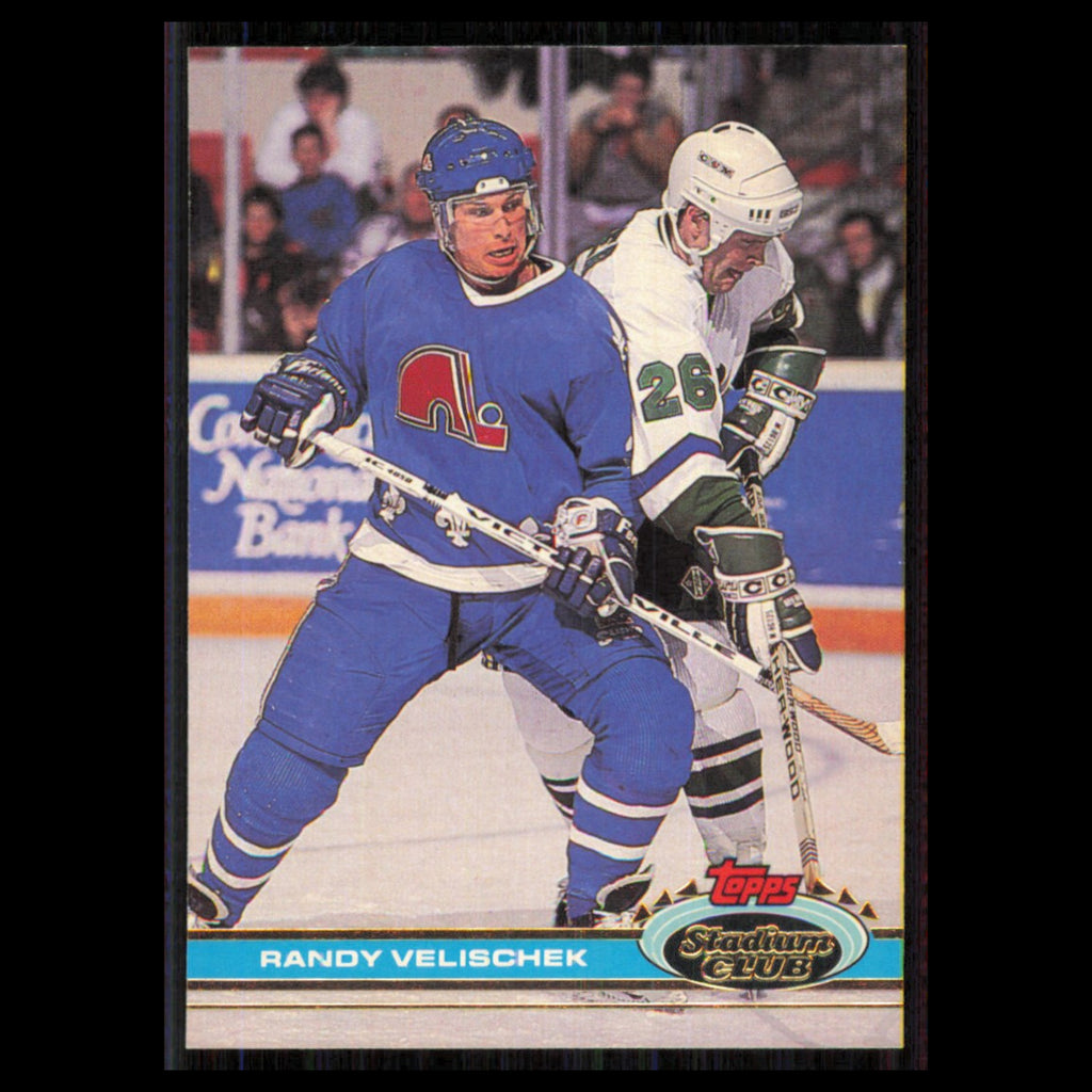 Randy Velischek #27 1991 Topps Stadium Club Quebec Nordiques Hockey Card NHL NM