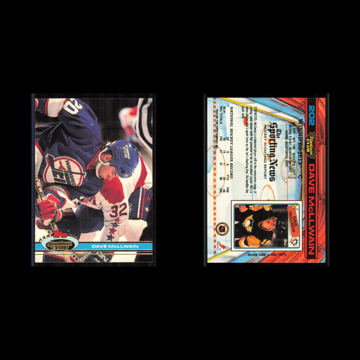 Dave McLlwain #202 1991 Topps Stadium Club Winnipeg Jets Hockey Card NHL NM