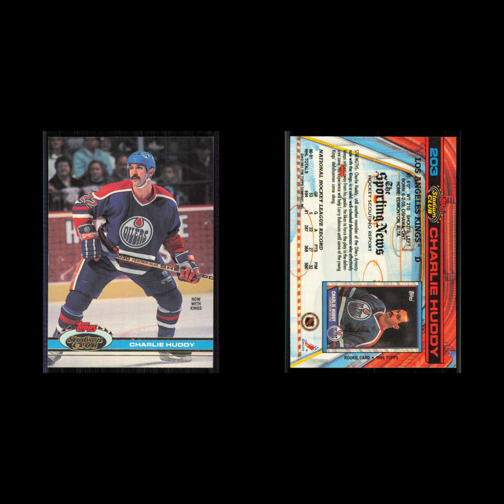 Charlie Huddy #203 1991 Topps Stadium Club Los Angeles Kings Hockey Card NHL NM