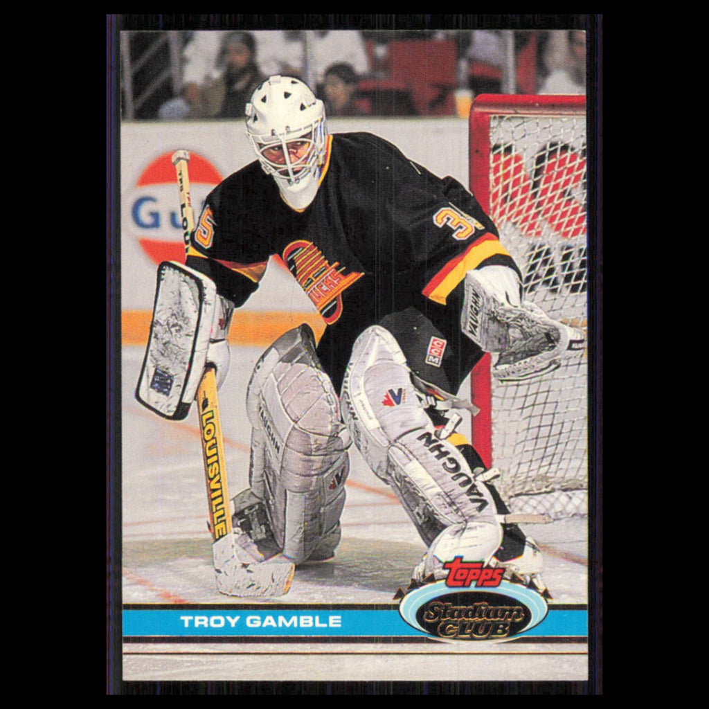Troy Gamble #218 1991 Topps Stadium Club Vancouver Canucks Hockey Card NHL NM