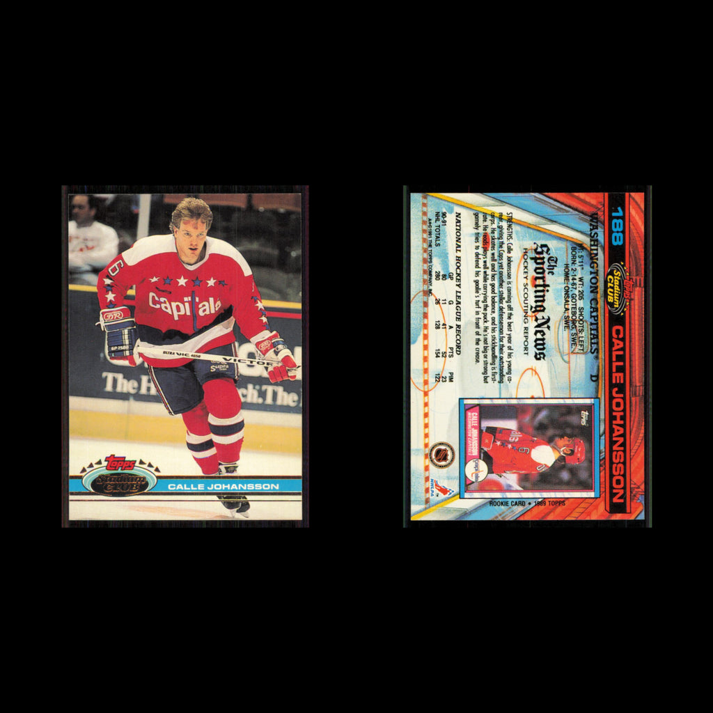 Calle Johansson #188 1991 Topps Stadium Club Washington Capitals Hockey Card NHL