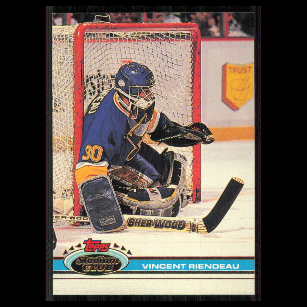 Vincent Riendeau #128 1991 Topps Stadium Club St. Louis Blues Hockey Card NHL NM