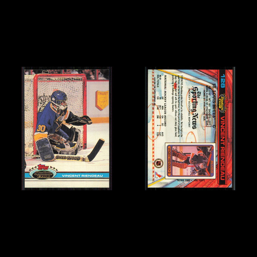 Vincent Riendeau #128 1991 Topps Stadium Club St. Louis Blues Hockey Card NHL NM