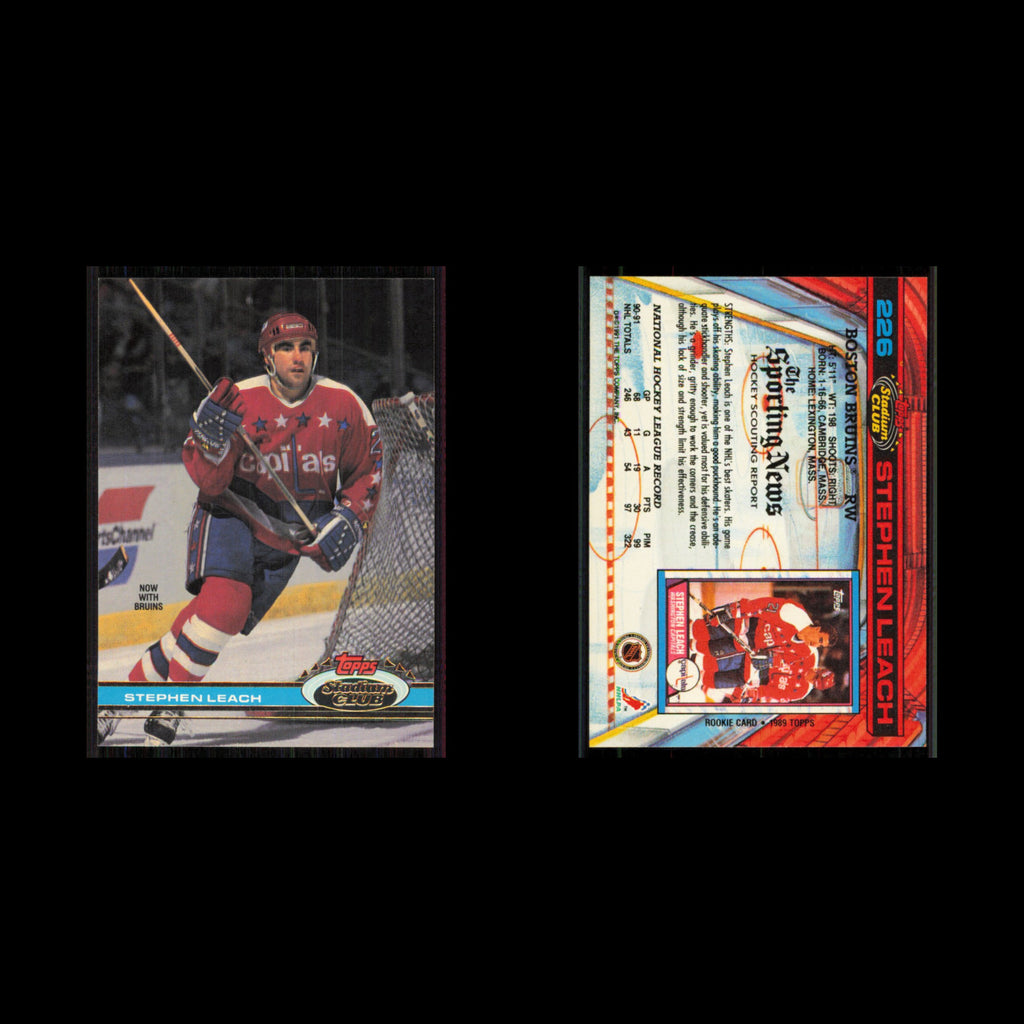 Stephen Leach #226 1991 Topps Stadium Club Washington Capitals Hockey Card NHL