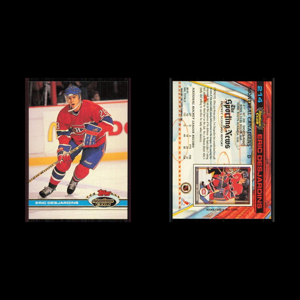Eric Desjardins #214 1991 Topps Stadium Club Montreal Canadiens Hockey Card NHL
