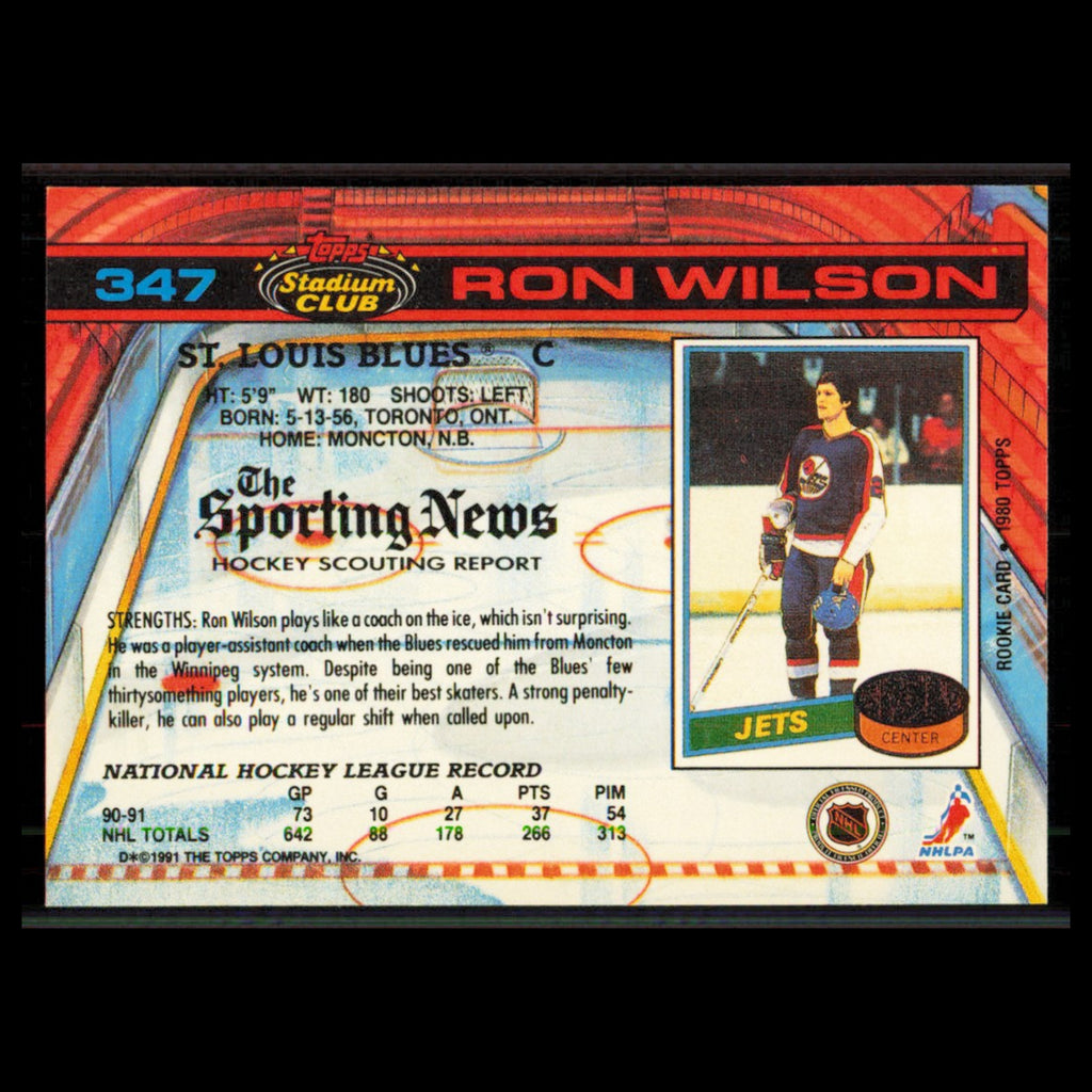 Ron Wilson #347 1991 Topps Stadium Club St. Louis Blues Hockey Card NHL NM