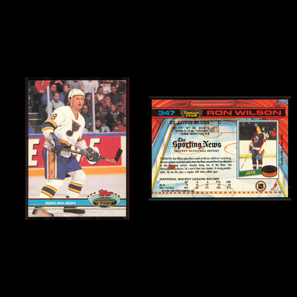 Ron Wilson #347 1991 Topps Stadium Club St. Louis Blues Hockey Card NHL NM