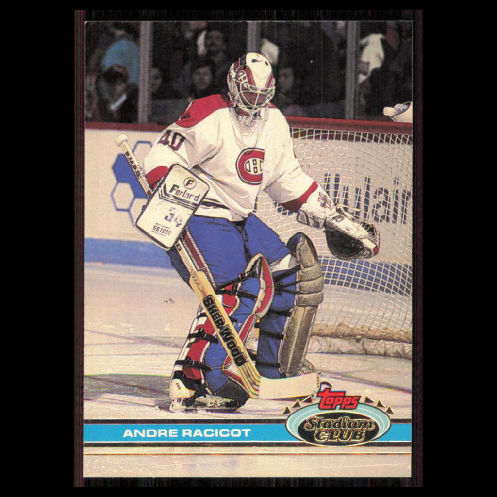 Andre Racicot Rookie #377 1991 Topps Stadium Club Montreal Canadiens Hockey Card