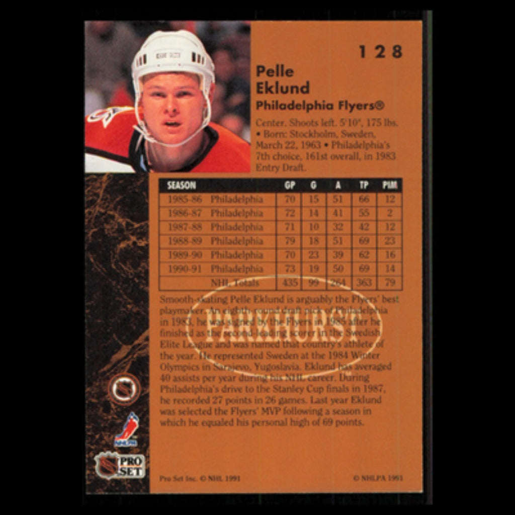 Pelle Eklund #128 1991 Parkhurst Philadelphia Flyers Hockey Card NHL NM