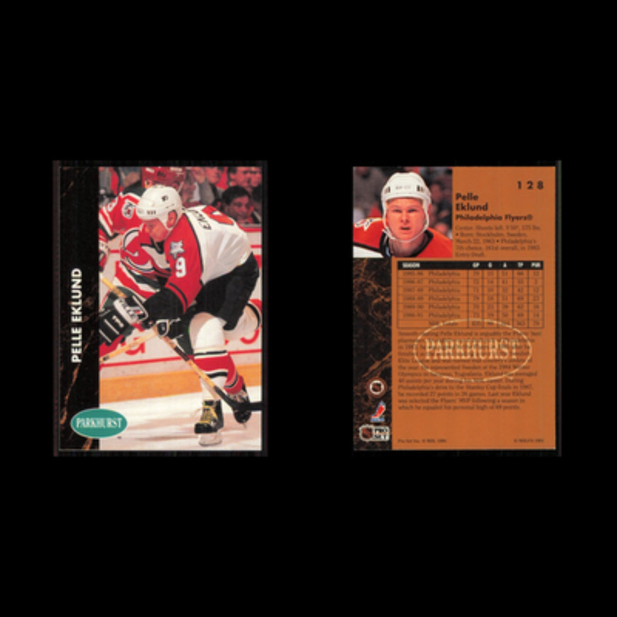 Pelle Eklund #128 1991 Parkhurst Philadelphia Flyers Hockey Card NHL NM
