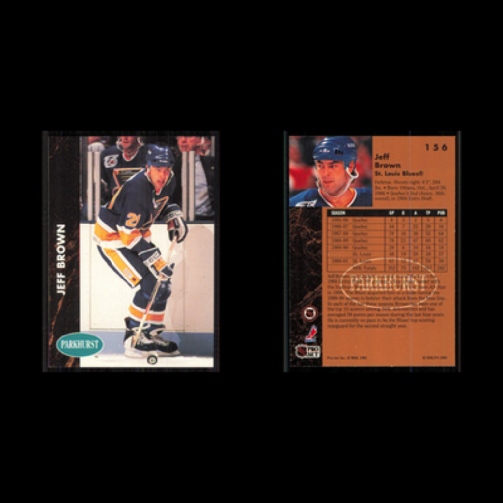 Jeff Brown #156 1991 Parkhurst St. Louis Blues Hockey Card NHL NM