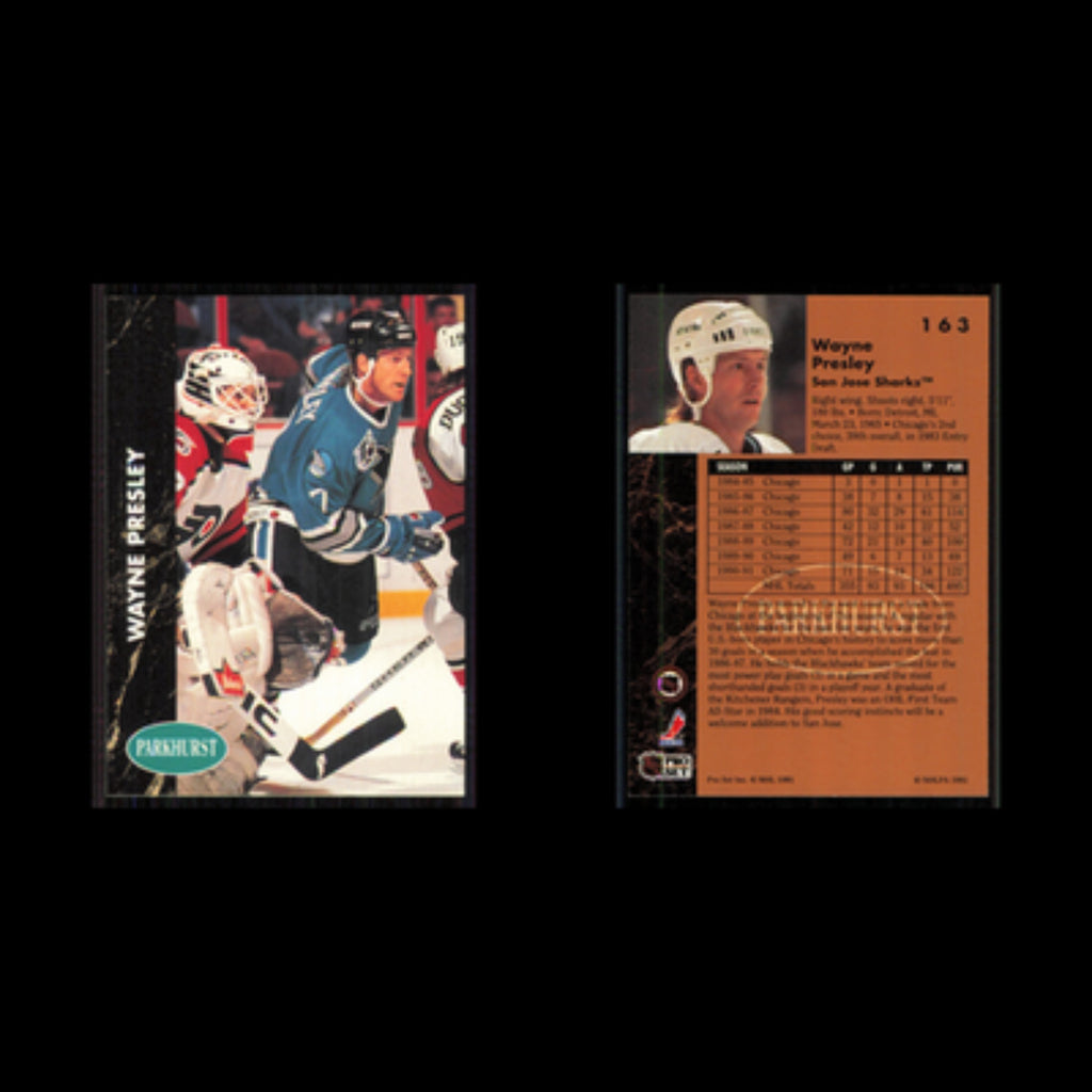 Wayne Presley #163 1991 Parkhurst San Jose Sharks Hockey Card NHL NM