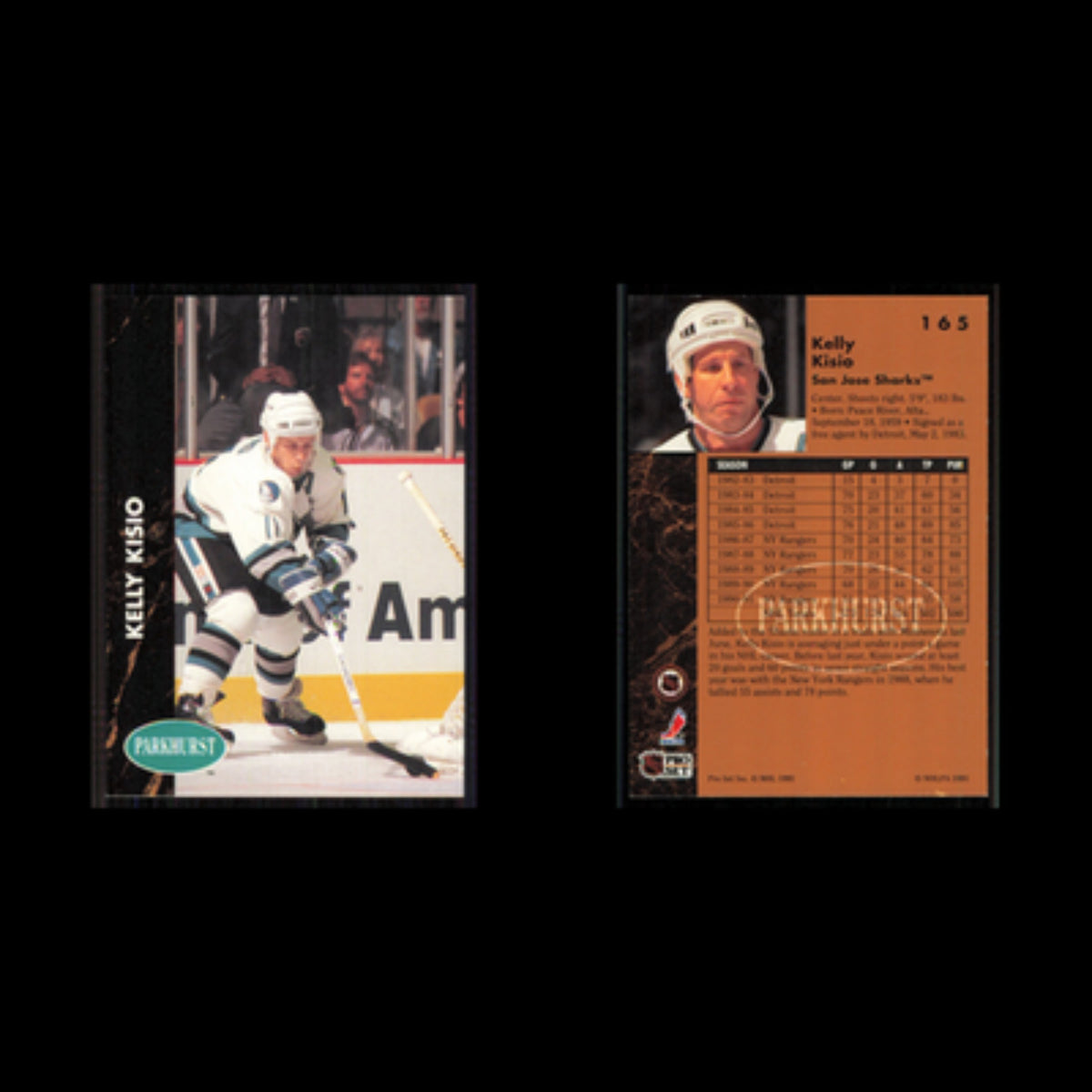 Kelly Kisio #165 1991 Parkhurst San Jose Sharks Hockey Card NHL NM