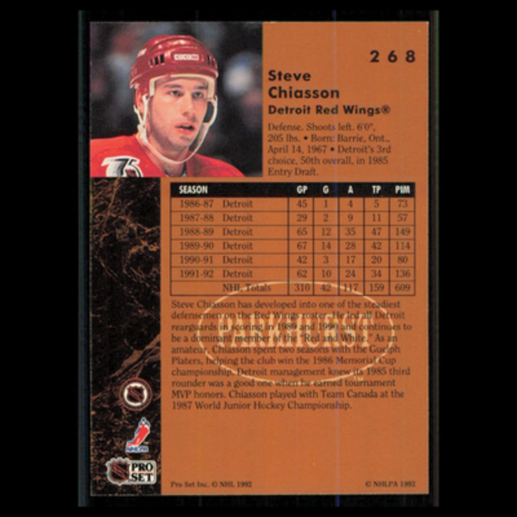 Steve Chiasson #268 1991 Parkhurst Detroit Red Wings Hockey Card NHL NM