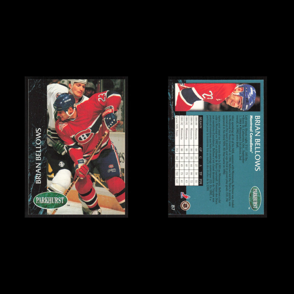 Brian Bellows #87 1992 Parkhurst Montreal Canadiens Hockey Card NHL NM