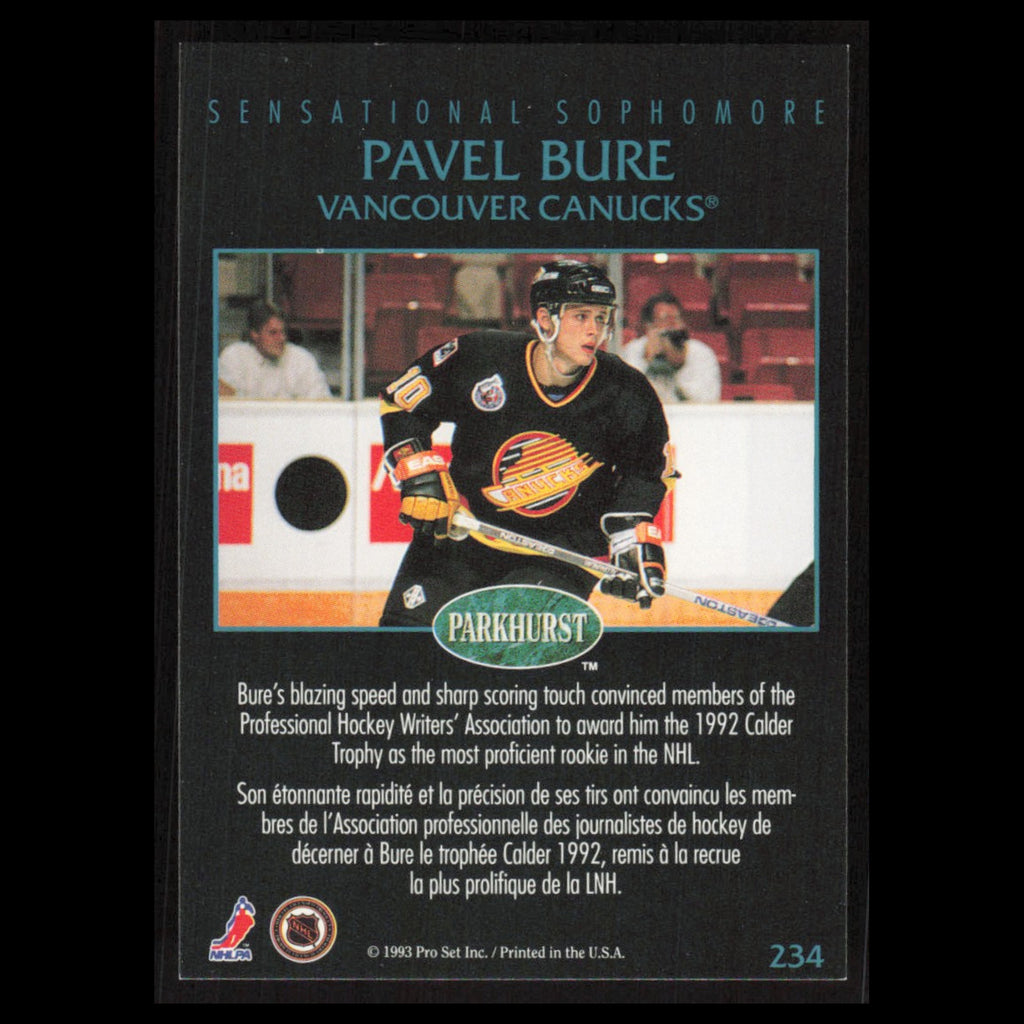 Pavel Bure #234 1992 Parkhurst Vancouver Canucks Hockey Card NHL NM