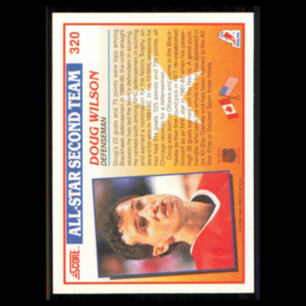 Doug Wilson #320 1990 Score Chicago Blackhawks Hockey Card NHL NM