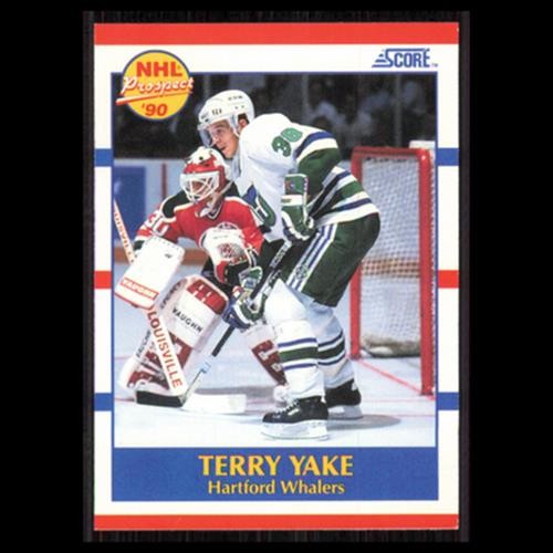 Terry Yake Rookie #419 1990 Score Hartford Whalers Hockey Card NHL NM