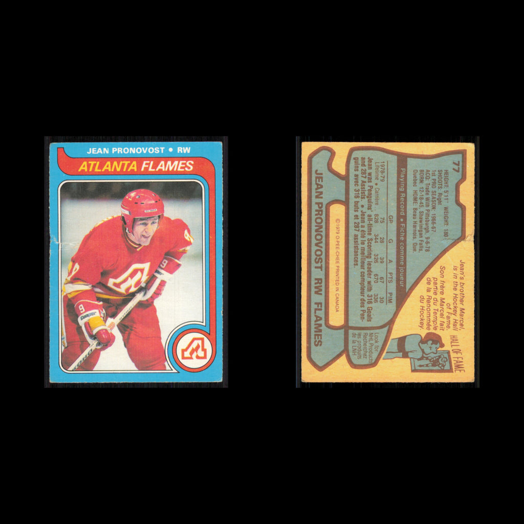 Jean Pronovost #77 1979 O-Pee-Chee Atlanta Flames Hockey Card NHL Poor