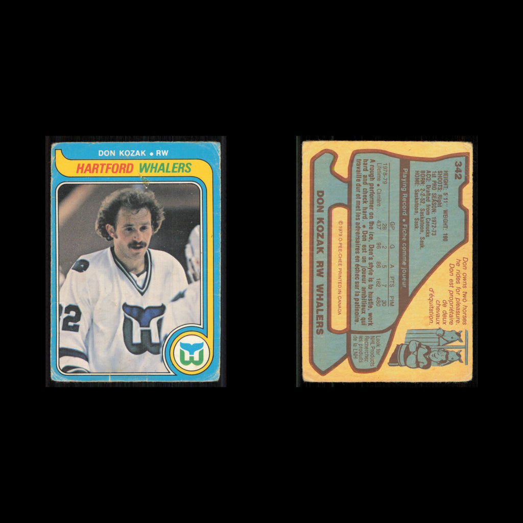 Don Kozak #342 1979 O-Pee-Chee Hartford Whalers Hockey Card NHL Poor