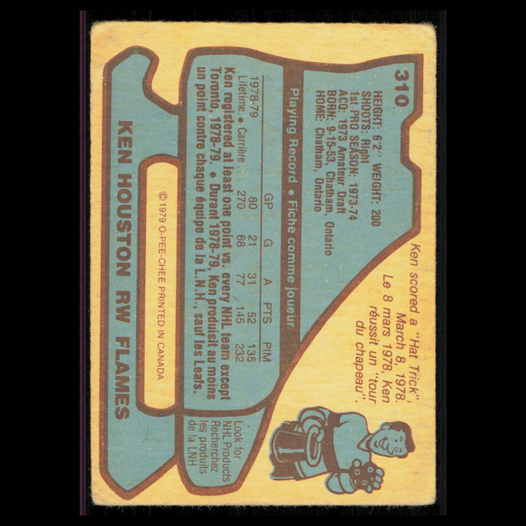 Ken Houston #310 1979 O-Pee-Chee Atlanta Flames Hockey Card NHL Poor