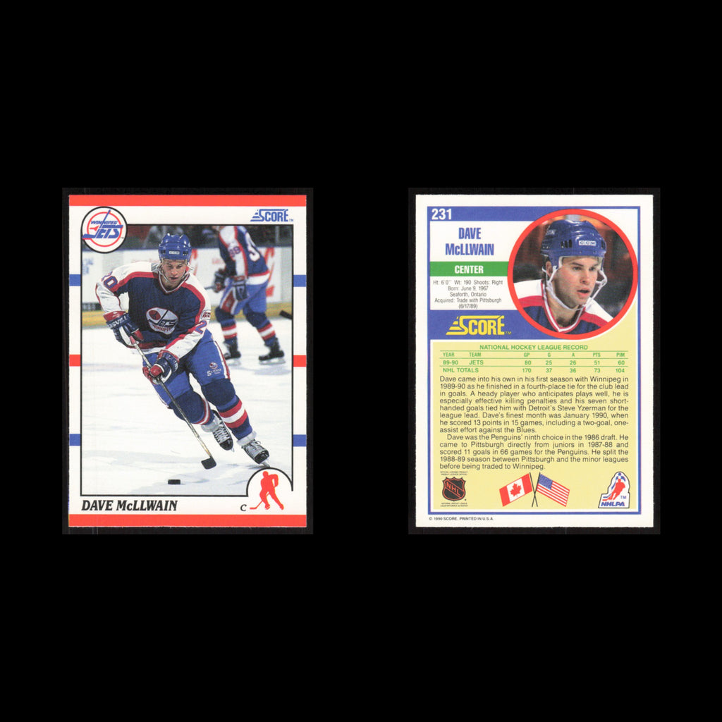 Dave McLlwain #231 1990 Score Winnipeg Jets Hockey Card NHL NM