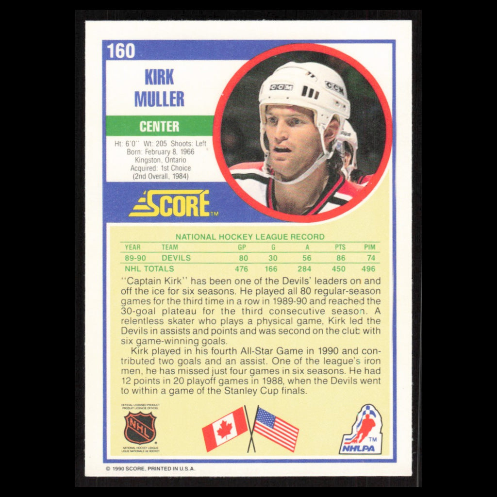 Kirk Muller #160 1990 Score New Jersey Devils Hockey Card NHL NM