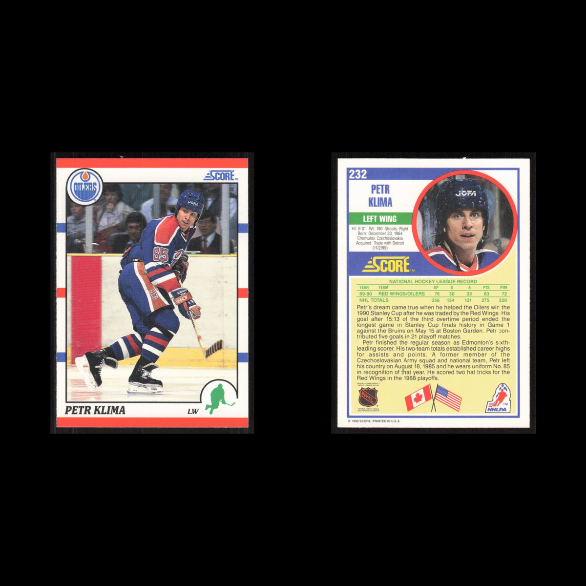 Petr Klima #232 1990 Score Edmonton Oilers Hockey Card NHL NM