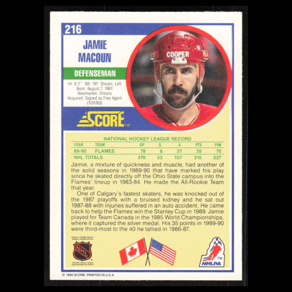 Jamie Macoun #216 1990 Score Calgary Flames Hockey Card NHL NM