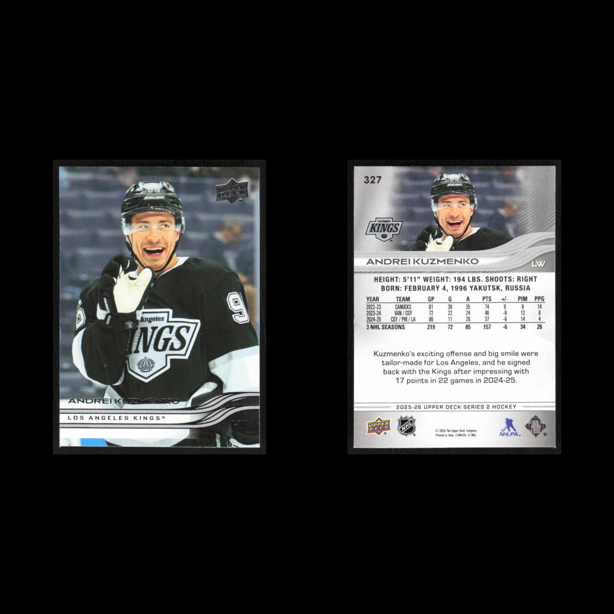 Andrei Kuzmenko #327 2025 Upper Deck Los Angeles Kings Hockey Card NHL NM