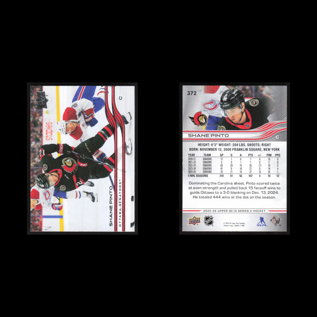Shane Pinto #372 2025 Upper Deck Ottawa Senators Hockey Card NHL NM