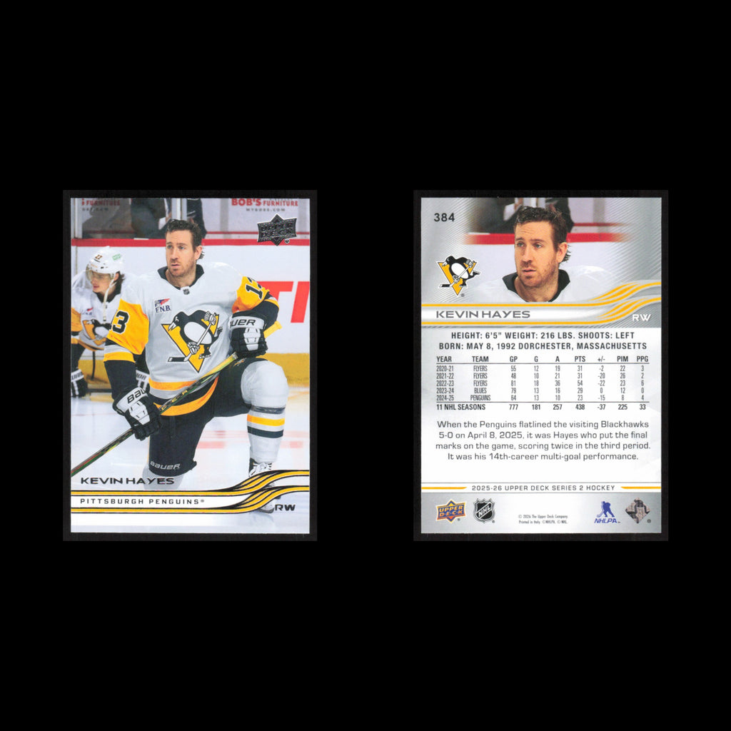Kevin Hayes #384 2025 Upper Deck Pittsburgh Penguins Hockey Card NHL NM