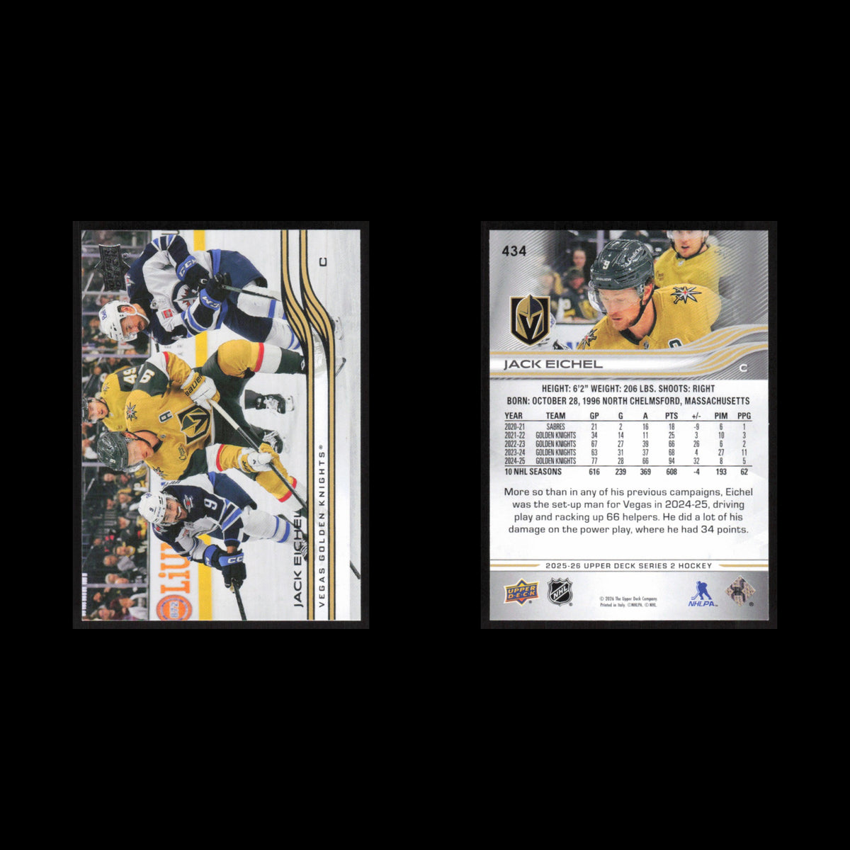 Jack Eichel #434 2025 Upper Deck Vegas Golden Knights Hockey Card NHL NM