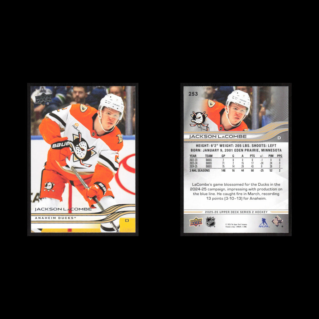 Jackson LaCombe #253 2025 Upper Deck Anaheim Ducks Hockey Card NHL NM