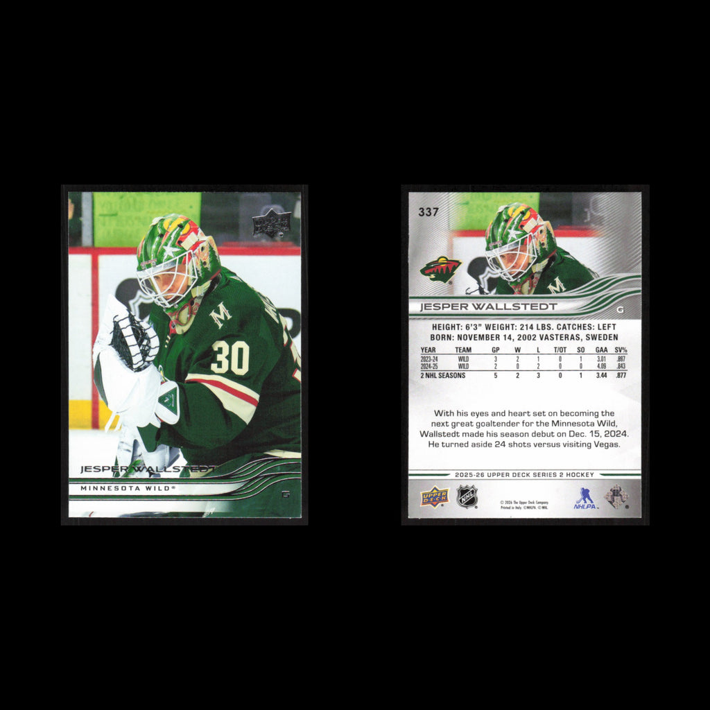 Jesper Wallstedt #337 2025 Upper Deck Minnesota Wild Hockey Card NHL NM