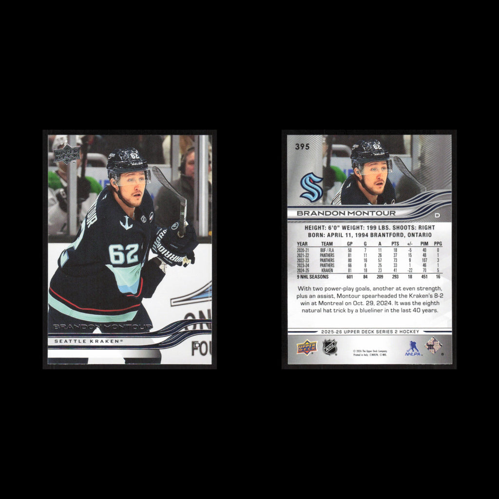 Brandon Montour #395 2025 Upper Deck Seattle Kraken Hockey Card NHL NM