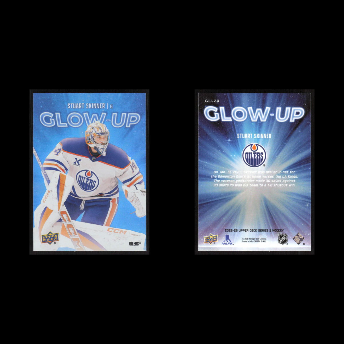 Stuart Skinner #GU-24 2025 Upper Deck Glow Up Edmonton Oilers Hockey Card NHL NM