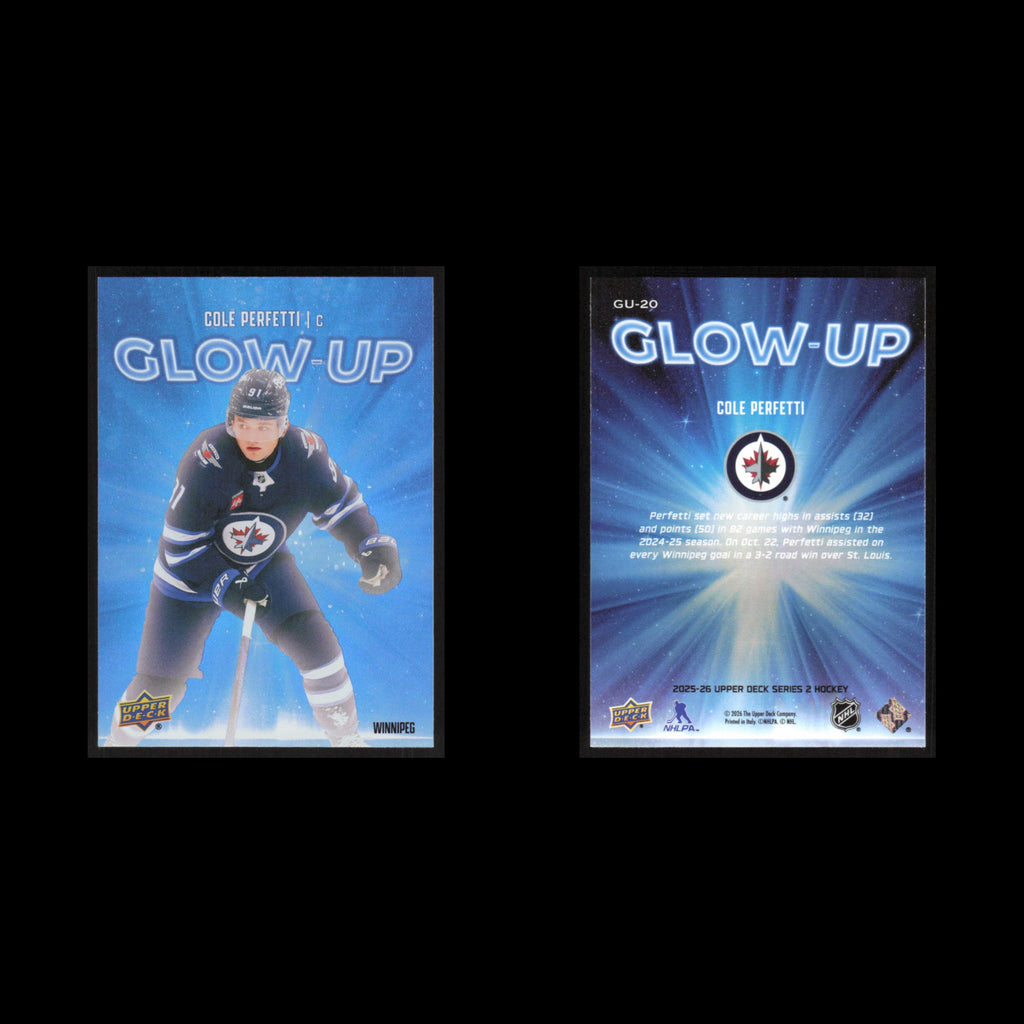 Cole Perfetti #GU-20 2025 Upper Deck Glow Up Winnipeg Jets Hockey Card NHL NM